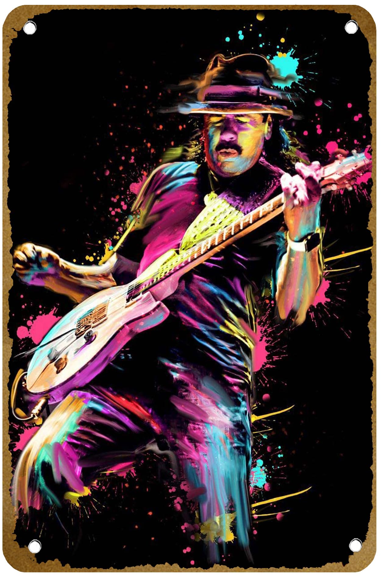 Brass Weight Plate - Carlos santana cartaz de metal estanho