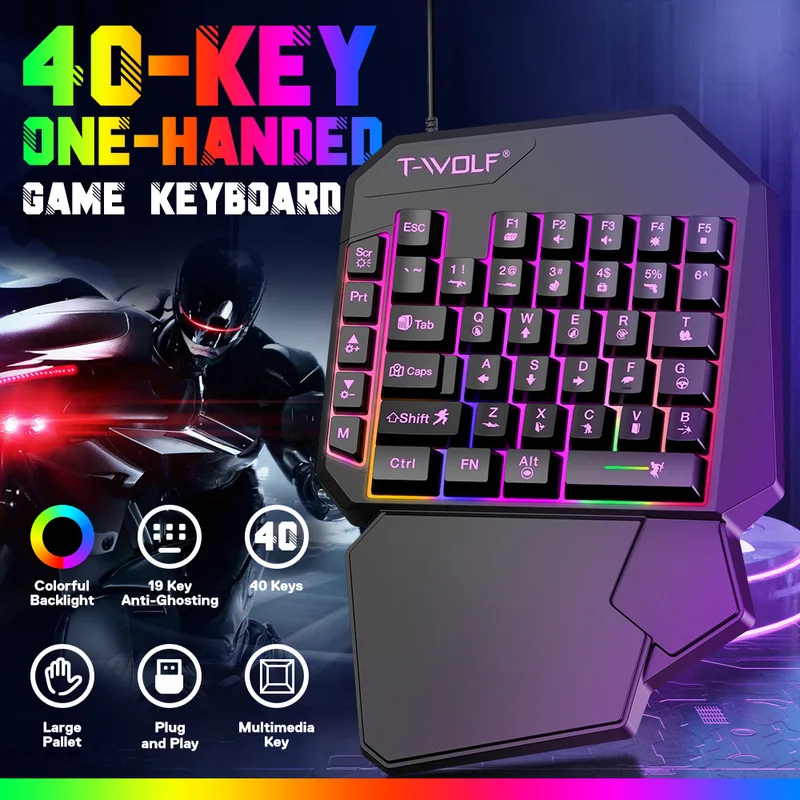 Gaming Keyboard Half - Conjunto 5 em 1 com 35