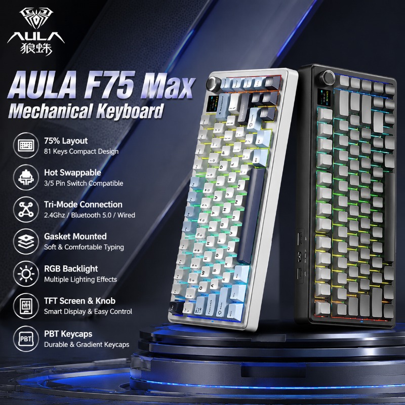 Gaming Keyboard Mechanical - Teclado Mecânico AULA F75 Max, Layout