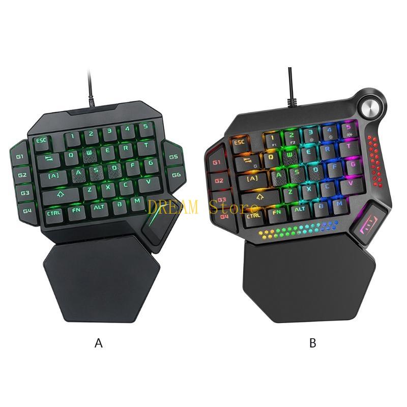 Gaming Keyboard Half - Retroiluminado luminoso RGB mão única para