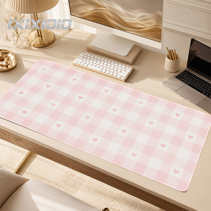 Keyboard Mouse Bundle Gaming - Mouse Pad Gamer XL Rosa Xadrez