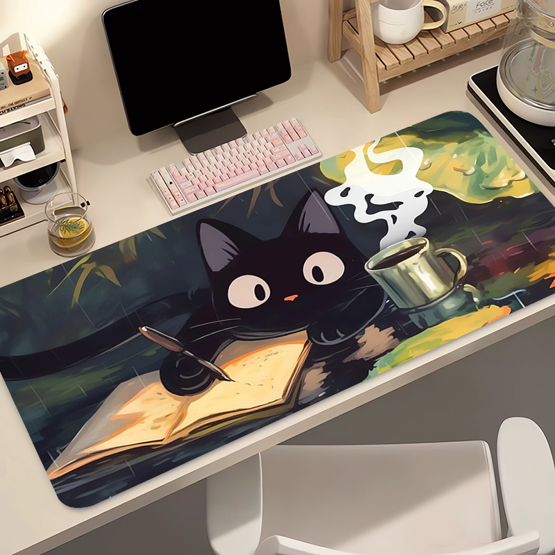 Gaming Keyboard Nearby - Kawaii gato preto silicone macio gaming