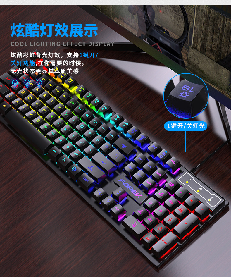 Keyboard Mouse Bundle Gaming - Teclado Mecânico Retroiluminado de 104 Teclas,