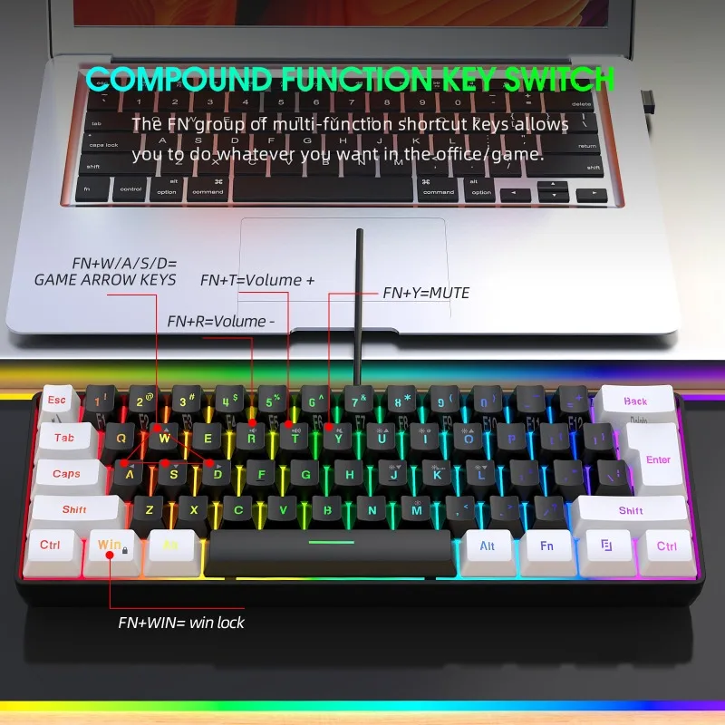 Kit de Teclado e Mouse 60% par - Gaming Keyboard And Mouse Combo Wireless avaliação e preço