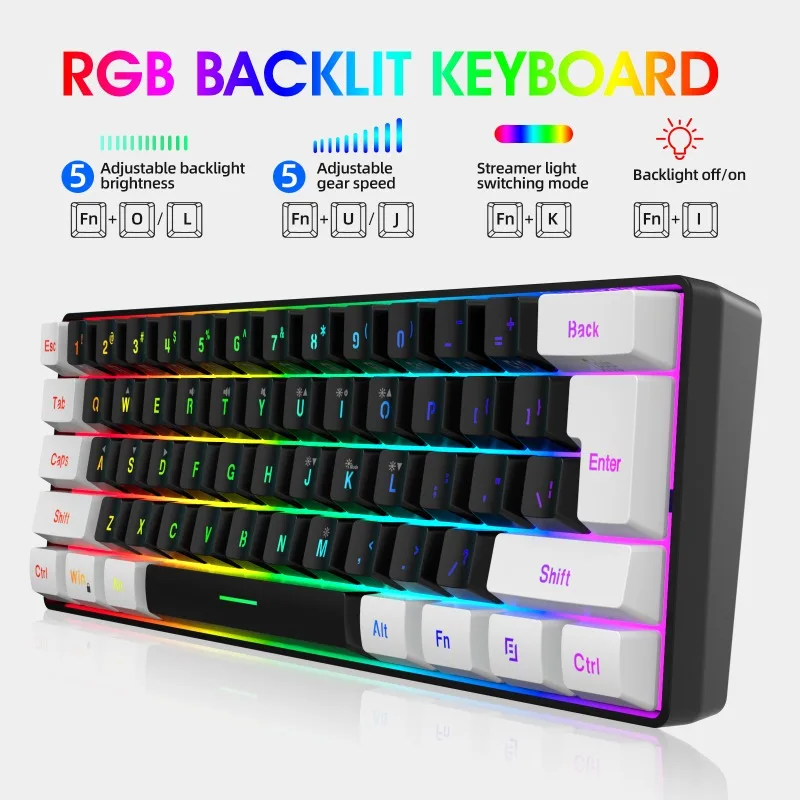 Kit de Teclado e Mouse 60% par - Gaming Keyboard And Mouse Combo Wireless avaliação e preço