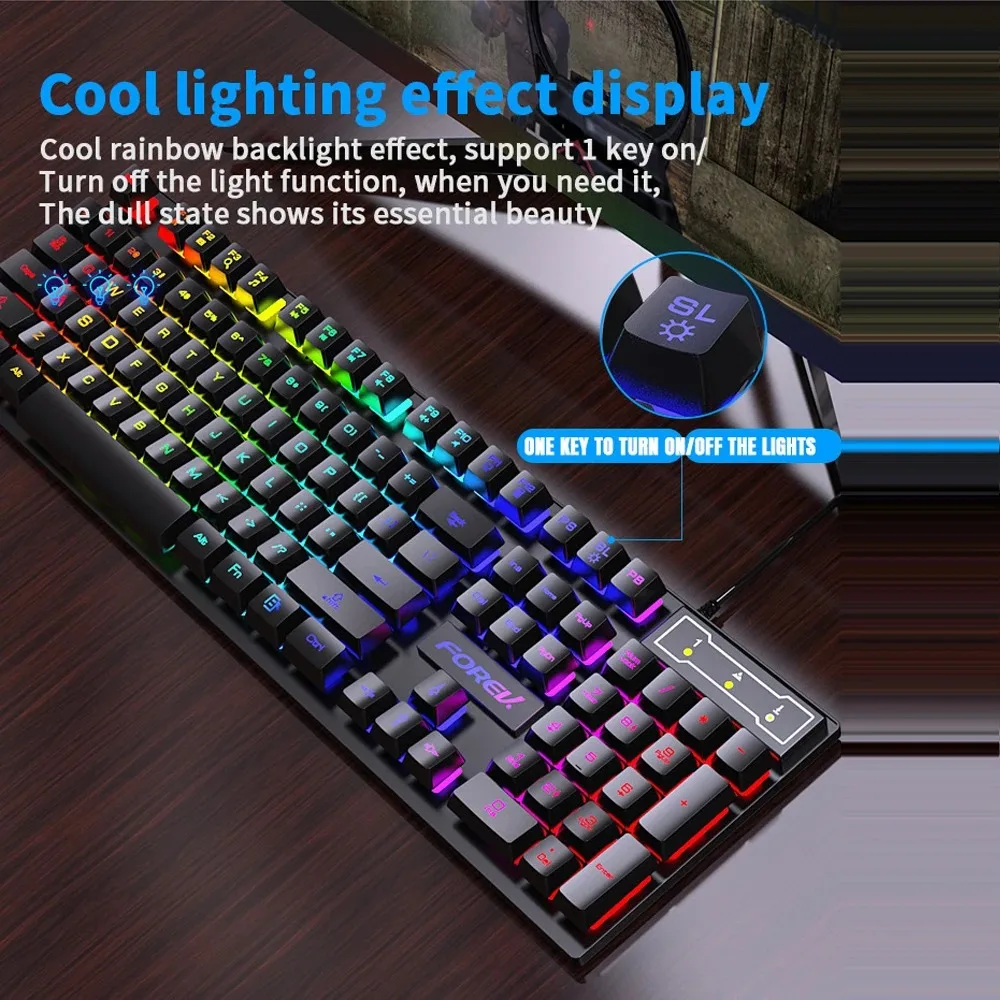 Teclado mecânico retroiluminad - Keyboard Mouse Bundle Gaming avaliação e preço