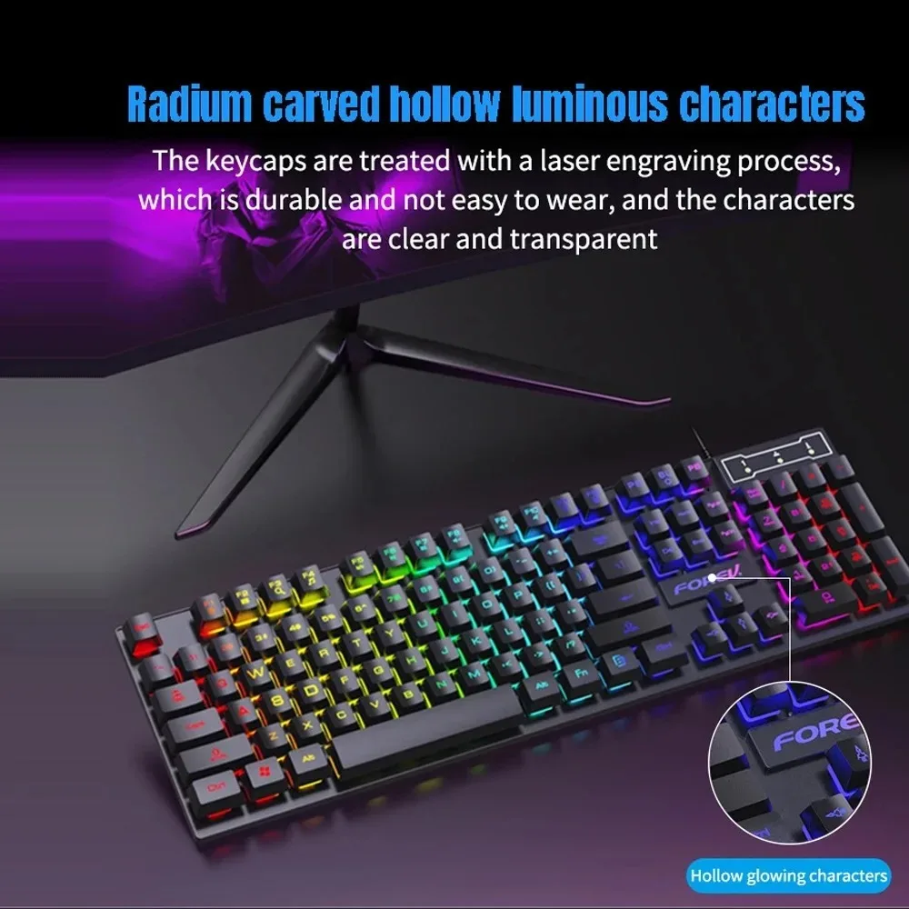 Teclado mecânico retroiluminad - Keyboard Mouse Bundle Gaming avaliação e preço
