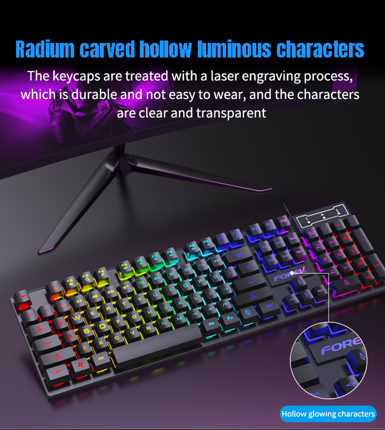 Teclado Mecânico Retroiluminad - Keyboard Mouse Bundle Gaming avaliação e preço